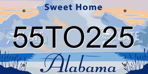 55TO225 Alabama License Plate