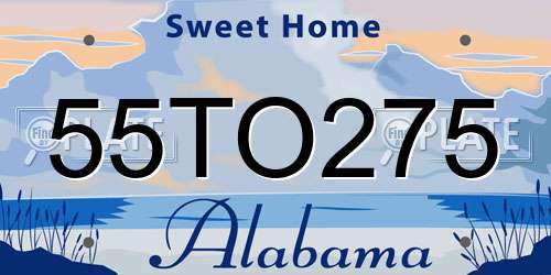 55TO275 Alabama License Plate