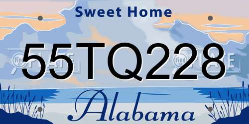55TQ228 Alabama License Plate