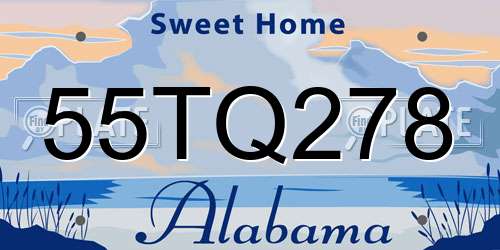 55TQ278 Alabama License Plate
