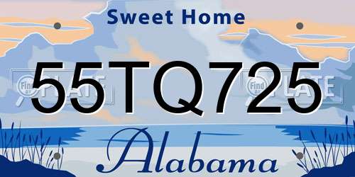 55TQ725 Alabama License Plate