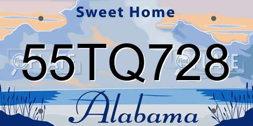 55TQ728 Alabama License Plate