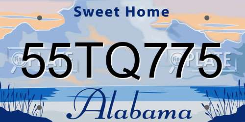 55TQ775 Alabama License Plate