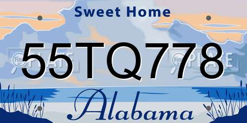 55TQ778 Alabama License Plate