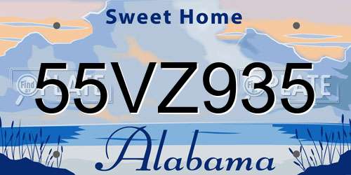 55VZ935 Alabama License Plate