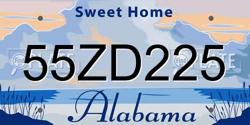 55ZD225 Alabama License Plate