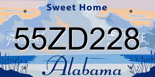 55ZD228 Alabama License Plate