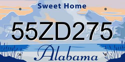 55ZD275 Alabama License Plate
