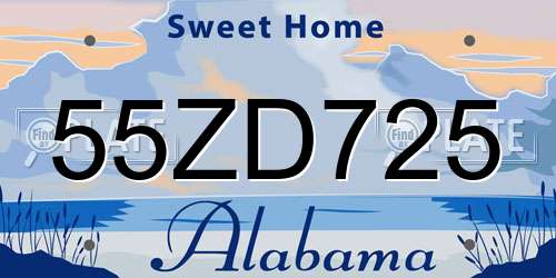55ZD725 Alabama License Plate