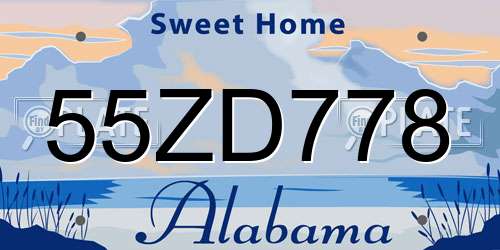 55ZD778 Alabama License Plate