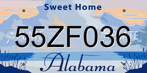 55ZF036 Alabama License Plate