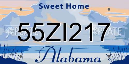 55ZI217 Alabama License Plate