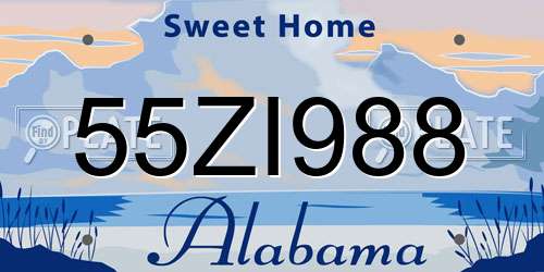 55ZI988 Alabama License Plate