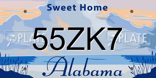 55ZK7 Alabama License Plate