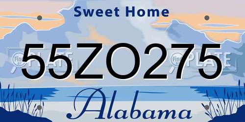 55ZO275 Alabama License Plate