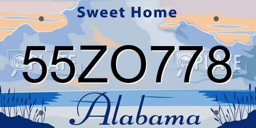 55ZO778 Alabama License Plate