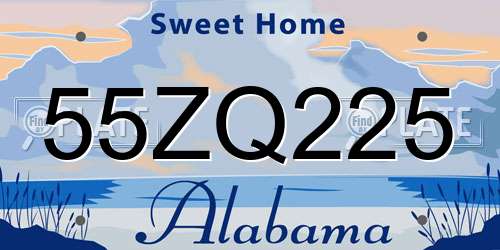 55ZQ225 Alabama License Plate
