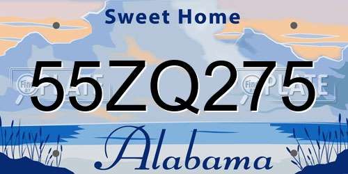 55ZQ275 Alabama License Plate
