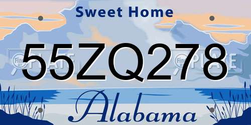 55ZQ278 Alabama License Plate
