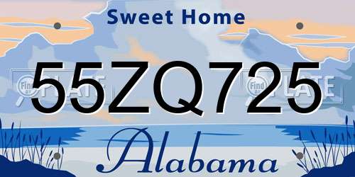 55ZQ725 Alabama License Plate
