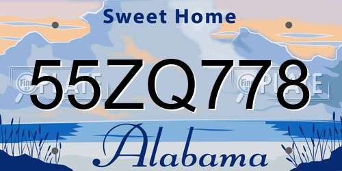 55ZQ778 Alabama License Plate