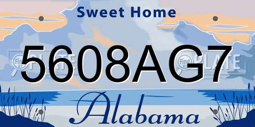 5608AG7 Alabama License Plate