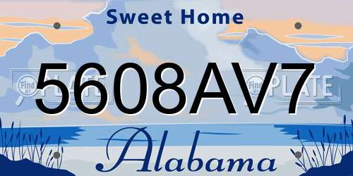 5608AV7 Alabama License Plate