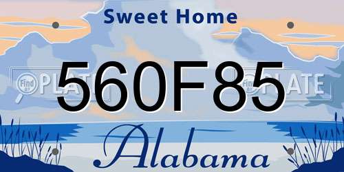 560F85 Alabama License Plate