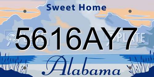 5616AY7 Alabama License Plate