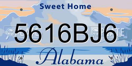 5616BJ6 Alabama License Plate