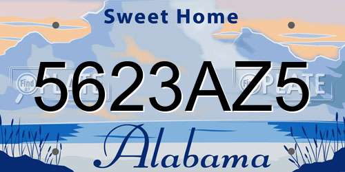 5623AZ5 Alabama License Plate