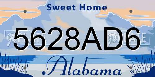 5628AD6 Alabama License Plate