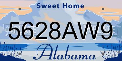 5628AW9 Alabama License Plate