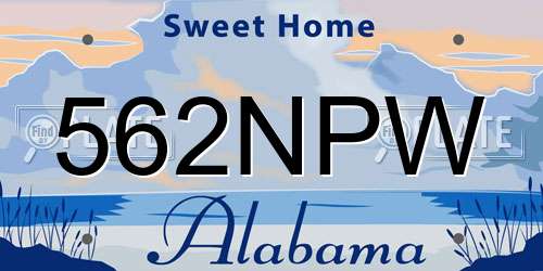 562NPW Alabama License Plate