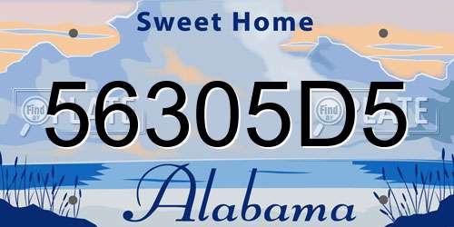 56305D5 Alabama License Plate