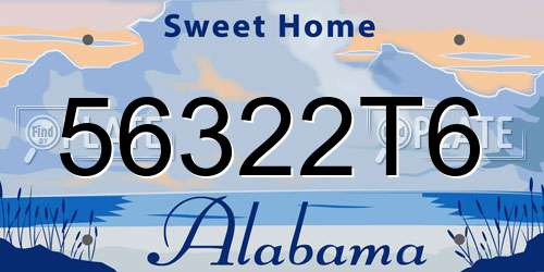 56322T6 Alabama License Plate
