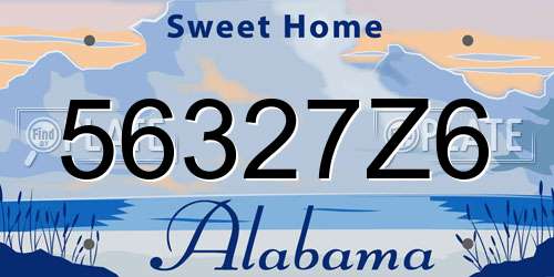56327Z6 Alabama License Plate