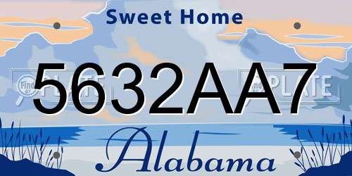 5632AA7 Alabama License Plate