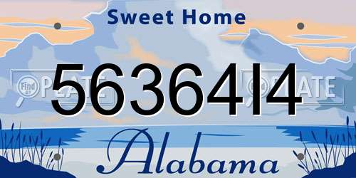 56364I4 Alabama License Plate