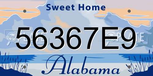 56367E9 Alabama License Plate