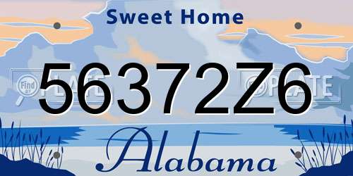 56372Z6 Alabama License Plate