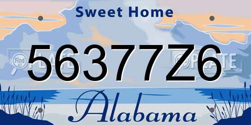 56377Z6 Alabama License Plate