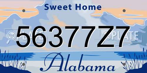 56377Z7 Alabama License Plate