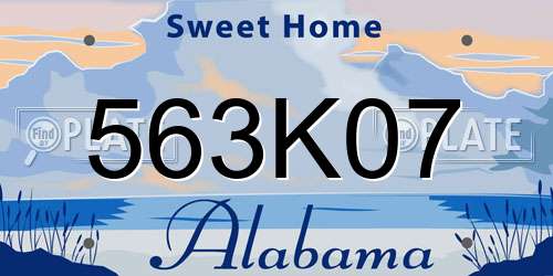 563K07 Alabama License Plate