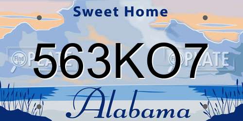 563KO7 Alabama License Plate