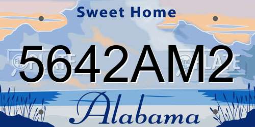 5642AM2 Alabama License Plate