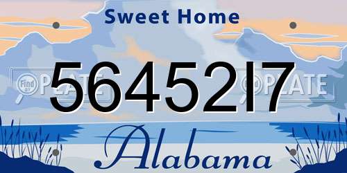 56452I7 Alabama License Plate