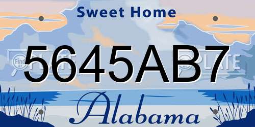 5645AB7 Alabama License Plate
