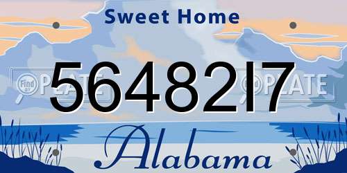 56482I7 Alabama License Plate