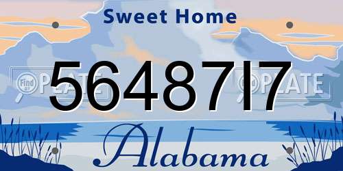 56487I7 Alabama License Plate